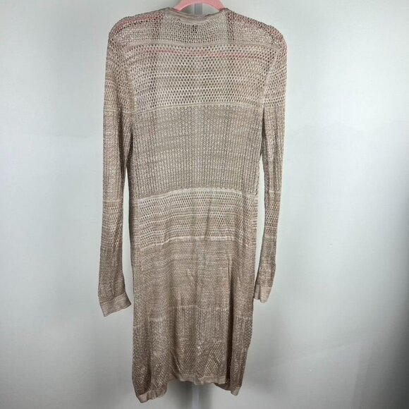 WHBM Open Front Metallic Knit Long Duster Cardigan Sweater M Long Sleeve - Picture 12 of 12